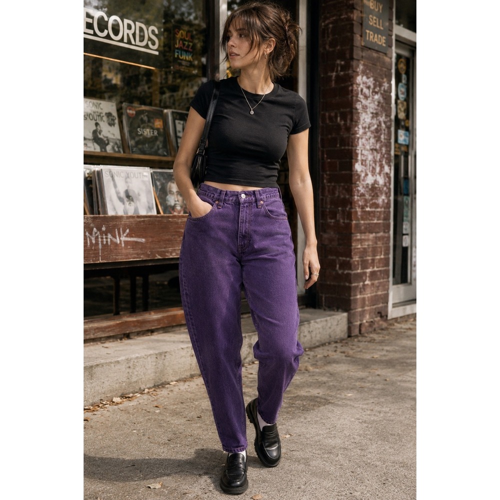 Vintage Levi's 560 Student Jeans Purple Orange Tab USA 90s High Rise 27x30